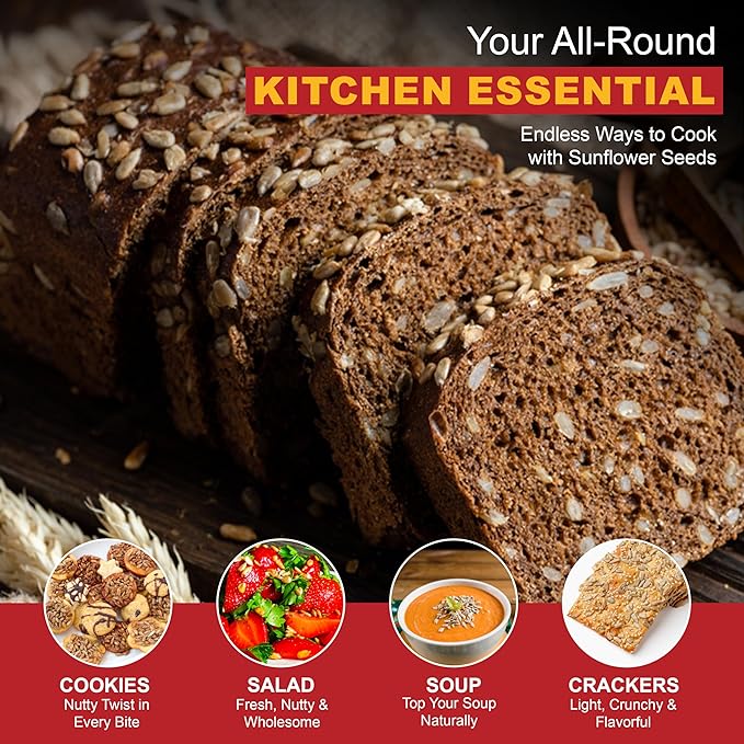 Raw Sunflower Seed Kernels by We Got Nuts - Premium Quality Kosher Shelled Sunflower Seeds - Natural &amp Healthy Fitness &amp Diet-Friendly Snack- Raw Shelled &amp Unsalted- Air-Tight Resalable B
