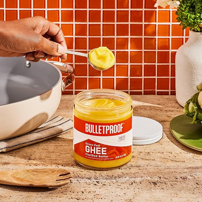 Grass Fed Ghee 13.5 Oz Bulletproof 100% Grass Fed Pasture Raised Clarified Butter Fat Keto Paleo Lactose Free Casein Free Non-GMO
