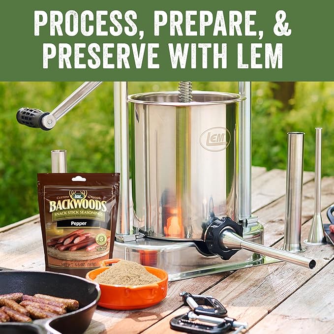 LEM Products Backwoods Pepper Snack Stick Seasoning Kit Ideal for Wild Game and Domestic Meat Seasons Up to 20 Pounds of Meat 1 Pound 13.5 Ounce Package with Pre-Measured Cure Packet Included