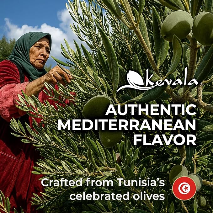 Kevala Extra Virgin Organic Olive Oil - Unrefined Cooking Oil Cold Pressed and with no Preservatives Made with Carefully Selected Fresh Olives Natural Kitchen Pantry Essential Easy Storage 64 oz