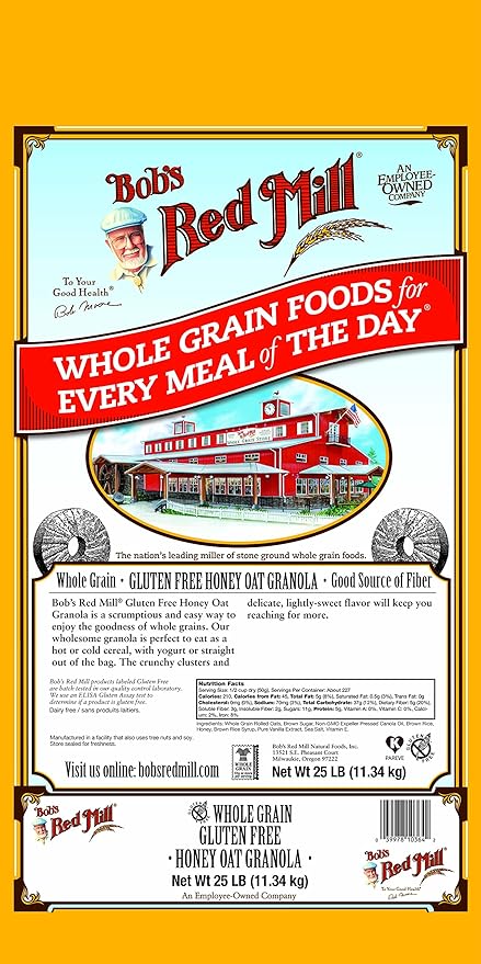 Bob's Red Mill Gluten Free Honey Oat Granola 25 Pound