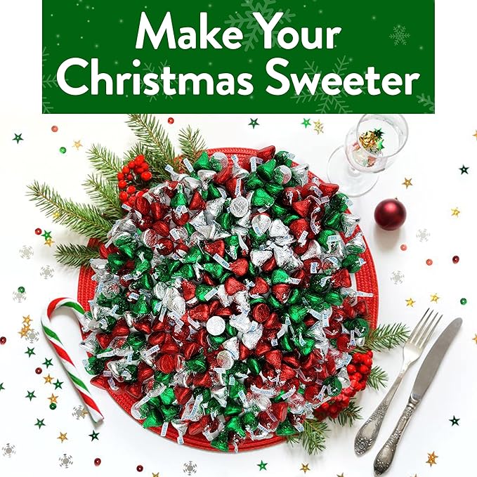Kisses Milk Individually Wrapped Chocolate Christmas Chocolate Candy Bite-Size Bulk Delicious Treats for Christmas Birthdays Easter - 2 Lb