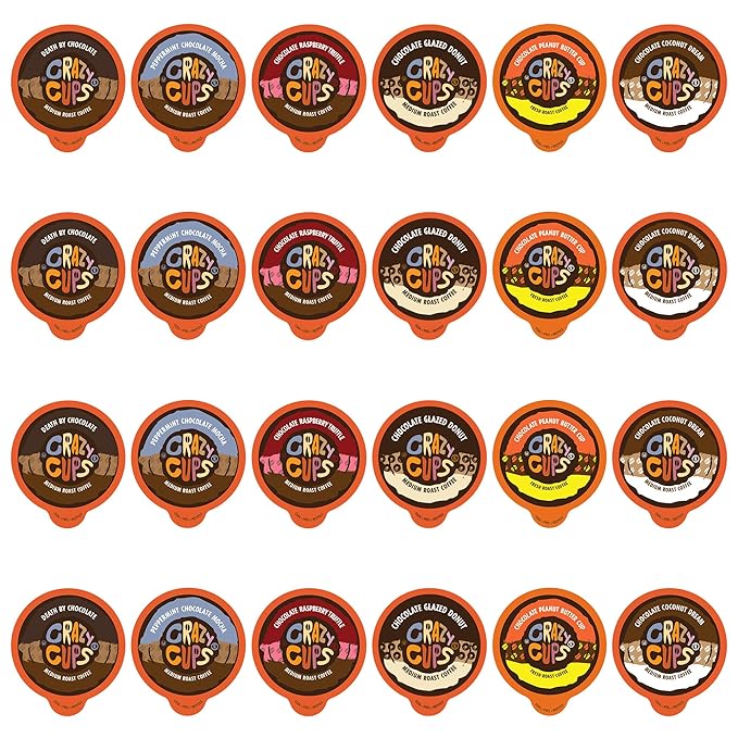Crazy Cups Flavor Variety Pack Single Serve Coffee Pods - 30 Count &amp Chocolate Lovers Pods 24 Pack