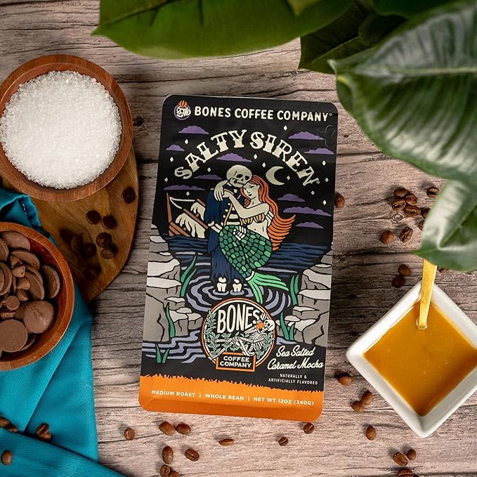 Bones Coffee Company Salted Caramel With Salty Siren Ground Coffee 12 oz Bundle
