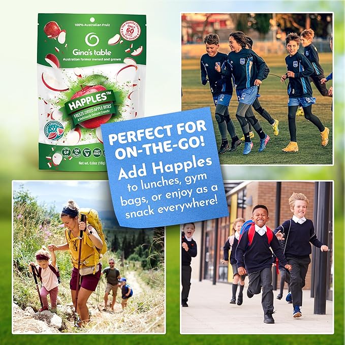 Happles Freeze Dried Apples – 100% Natural No Added Sugar Healthy Low Calorie Apple Crisps Snack for Adults &amp Kids Gluten Free No Artificial Flavours (10 Pack)