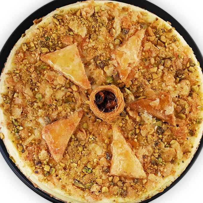 ANDY ANAND CHOCOLATIER Luxurious Baklava Cheesecake: Turkish Honey &amp California Cream Fusion - Gourmet 9-inch Dessert Delight 2.8 lbs