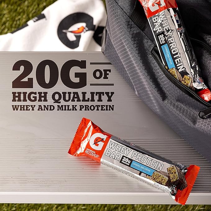 Gatorade Whey Protein Recover Bars Cookies &amp Crème 2.8 ounce bars (12 Count)