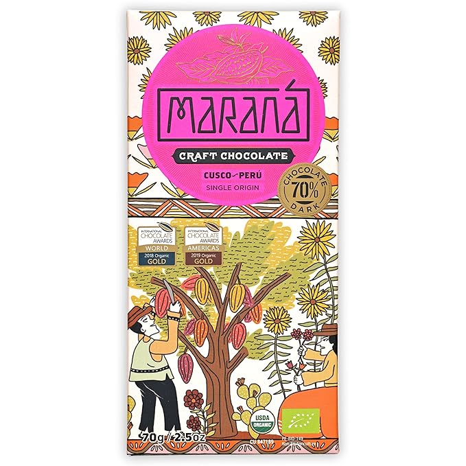 Maraná Chocolate Cusco 70% Dark Chocolate 3 Pack - Peruvian Chocolate - Premium Bean-to-Bar Direct Sourced Made at Origin Single Origin Woman Owned BIPOC Owned Organic Award Winning - Vegan S