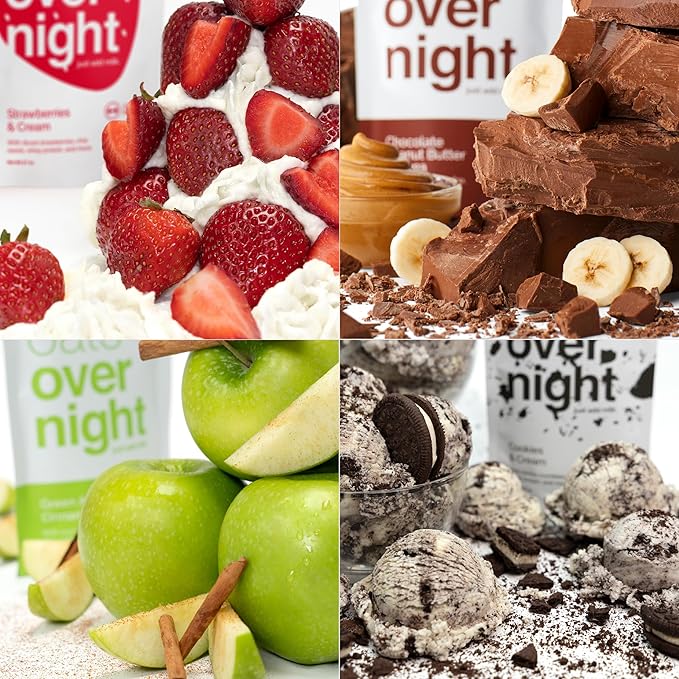 Oats Overnight Classic Variety 8 Pack &amp Party Variety 8 Pack - 20g Protein High Fiber Breakfast Shake - Gluten Free Non GMO Oatmeal