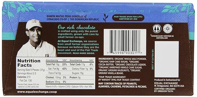 Equal Exchange Organic Mint Chocolate 2.8-Ounce (Pack of 6)