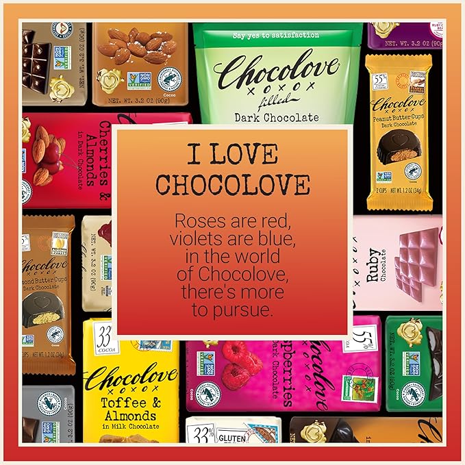 Chocolove Maple Glazed Salted Pecans Dark Chocolate Bars | 70% Cocoa | Crunchy Pecans | Premium Belgian Chocolate | Non GMO Rainforest Alliance Certified 3.2oz Bar (12 Pack)