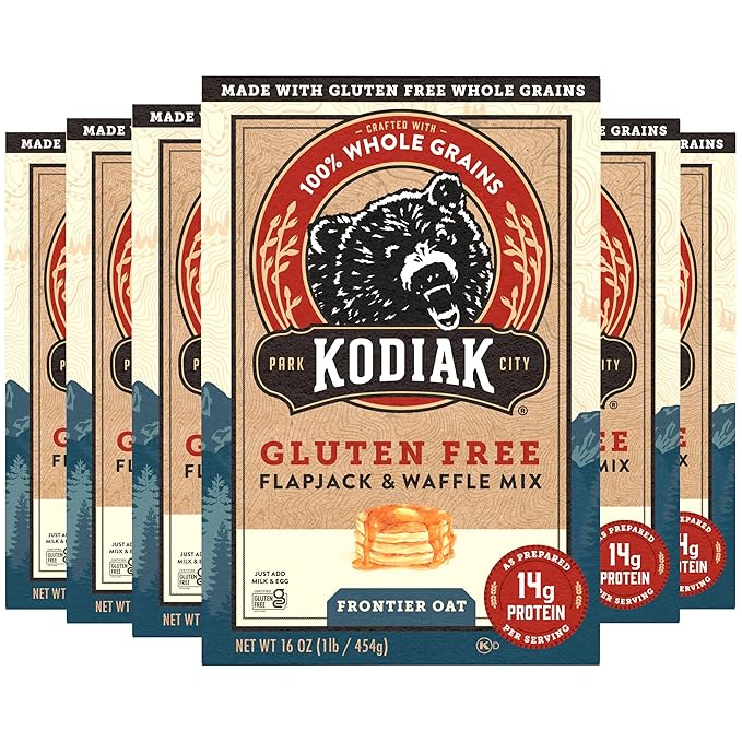 Kodiak Cakes Frontier Oat Gluten Free Protein Pancake and Waffle Mix 16oz (Pack of 6)