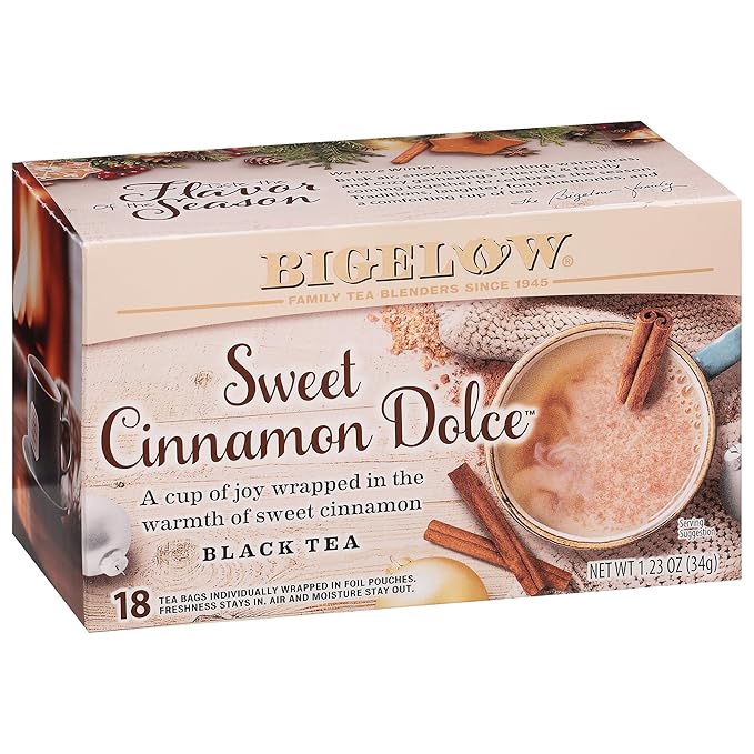 Bigelow Tea Hot Cinnamon Black Tea Caffeinated Tea with Cinnamon Holiday and Christmas Tea 18 Count Box (Pack of 6) 108 Total Tea Bags