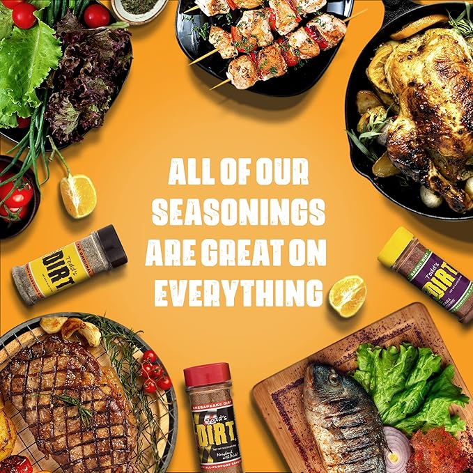 Todd’s DIRT - All Purpose Seasoning &amp BBQ Rub 3 Pack Sampler Set Gourmet Seasonings and Rub that’s GREAT ON EVERYTHING 100% All Natural with No MSG &amp Gluten-Free