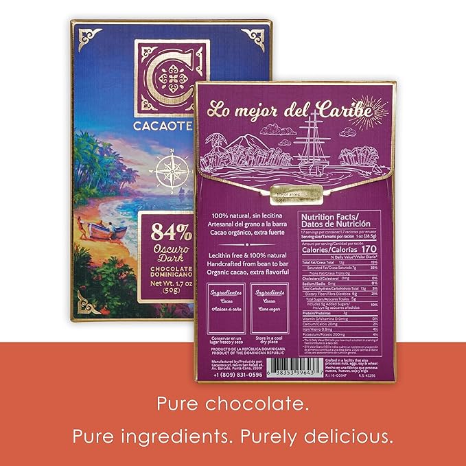 Cacaoteca El Arca 84% Dark Chocolate 3 Pack - Dominican Chocolate - Bean-to-Bar Direct Sourced - Soy-Free Gluten-Free Vegan - Bundle