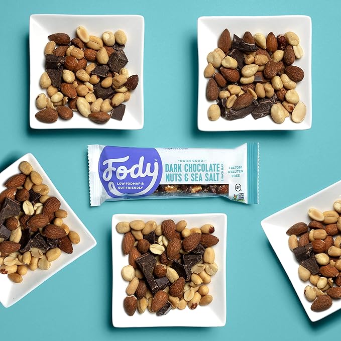 Fody Foods Snack Bars Dark Chocolate Nuts &amp Sea Salt 1.41 Oz (Pack of 12) 5g Protein Low FODMAP Gut &amp IBS Friendly Vegan Lactose Free Non-GMO Gluten Free