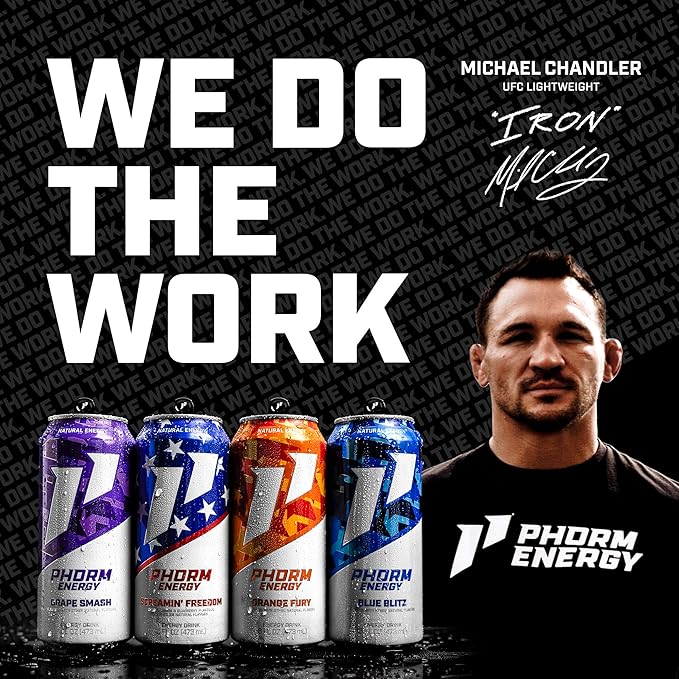 Phorm Energy Drink Grape Smash Flavor 200 MG Natural Caffeine From Green Tea Sugar Free Carbonated Drink With Electrolytes &amp Vitamin B12 Dairy &amp Gluten Free Vegan 16 FL Oz Cans 12 Pack
