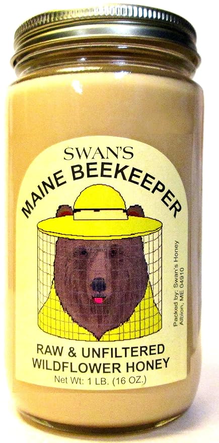 Maine Beekeeper Raw &amp Unfiltered Wildflower Honey (16 oz) 1 lb Jar