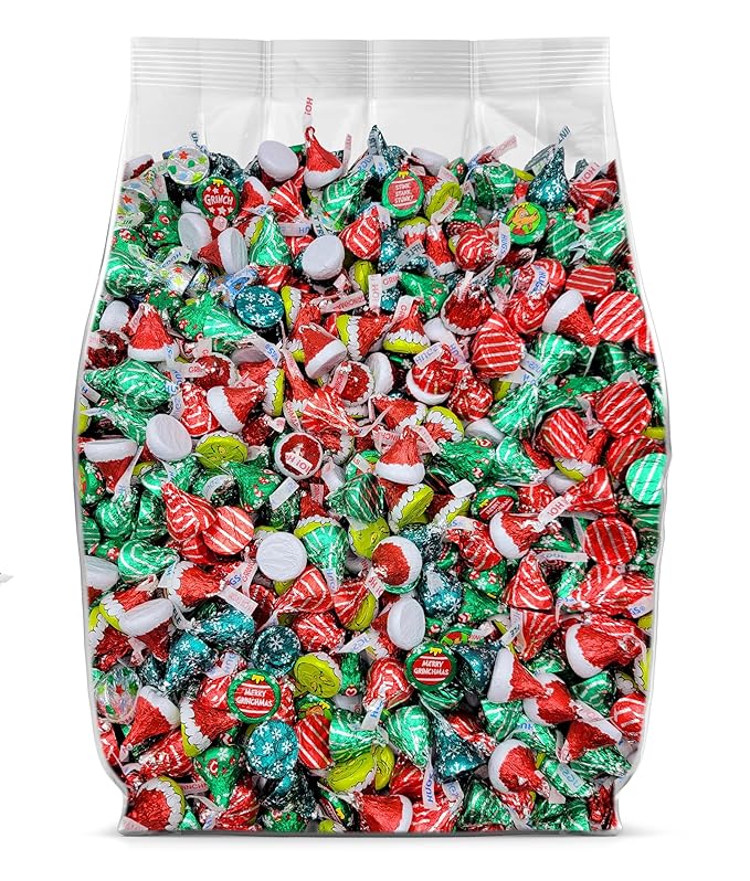 Christmas Kisses Chocolate Candy Variety Pack - 5lb Bulk Kisses and Hugs Chocolate Candy Individually Wrapped for Stocking Stuffers Secret Santa Gift Bags &amp Holiday Party Favors - Bulk Christmas