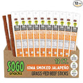 Jalapeño - Iowa Smoked Recipe Sogo Snacks Sugar Free Beef Jerky Non-GMO Grass Fed Beef Sticks. No Nitrates Gluten Soy MSG Dairy or Nuts. Paleo Whole30 &amp Keto Snack (Jalapeno-ISR 12 Cnt)