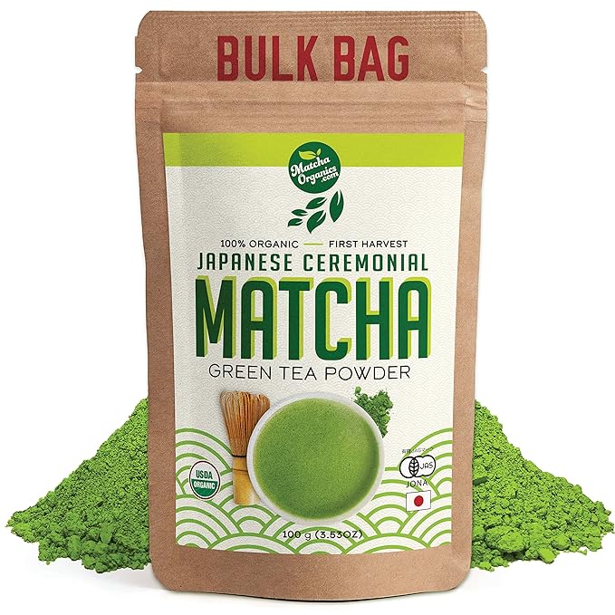Premium Japanese Ceremonial Matcha Green Tea Powder - 1st Harvest HIGHEST Grade - USDA &amp JAS Organic - From Japan - Perfect for Starbucks Latte Shake Smoothies &amp Baking (3.53oz / 100g)