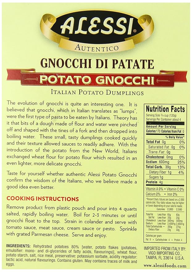 Alessi Pasta Gnocchi di Patate 16-ounces (Pack of6)