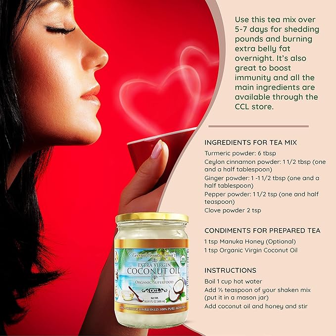 Coconut Country Living's Extra Virgin Coconut Oil in Glass Jar- Cold Pressed Unrefined organic Superfood for Hair Skin Beauty Cooking - Keto &amp Paleo Diet Friendly - 33.81 oz