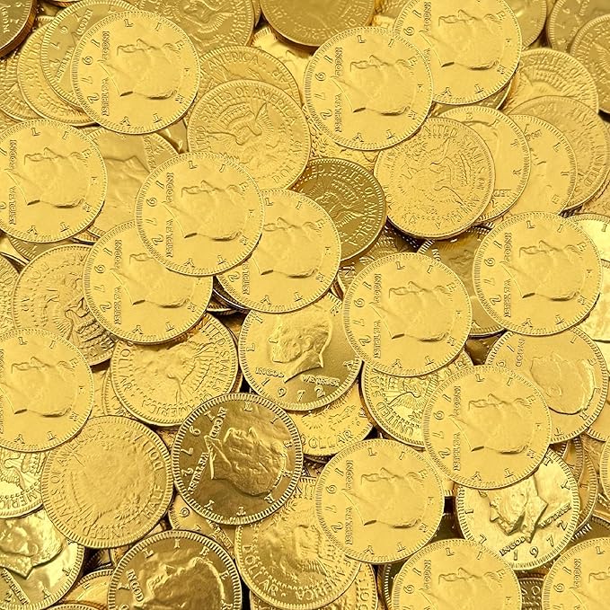 Chocolate Coins | 2 Pound Bag | Gold Coins Chocolate | Individually Wrapped Pirate Coin Candy | Bulk Gold Candy for Goodie Bags Parties &amp Holiday Gifts