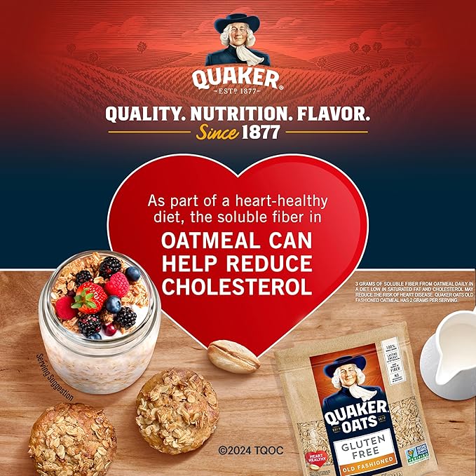 Quaker Gluten Free Old Fashioned Rolled Oats Non GMO Project Verified 24oz Resealable Bags (Pack of 4)