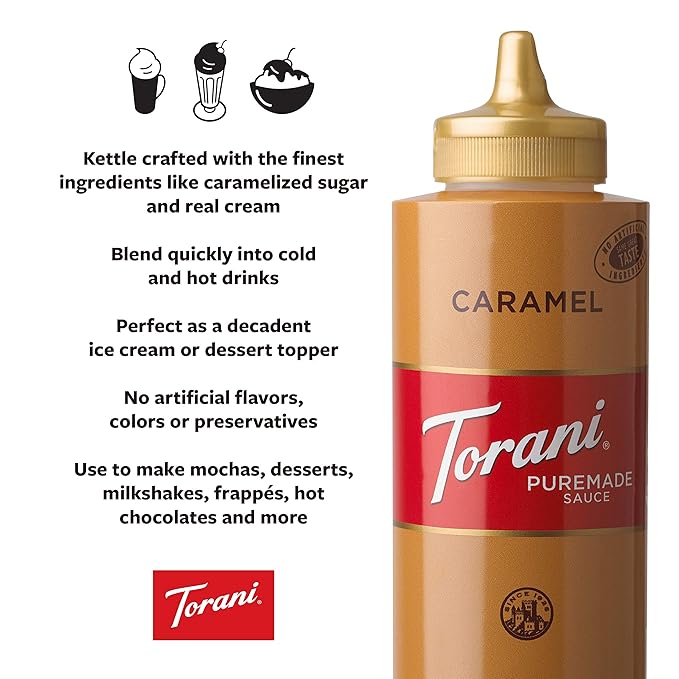 Torani Puremade Sauce Caramel 16.5 Ounces(Pack of 4)