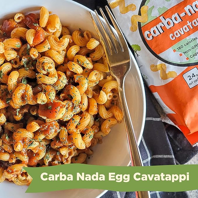 Al Dente Carba-Nada Cavatappi - Low Carb High Protein - Keto &amp Point-Based Diet-Friendly Artisanal Pasta Noodles Cage-Free Eggs &amp Non-GMO Ingredients. 12oz Bags (Pack of 8)