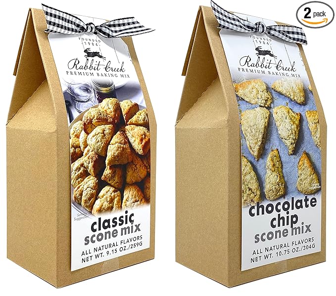 Rabbit Creek Scone Mix Variety Pack of 2 – Easy to Make Scone Mix Made in the USA Classic and Chocolate Chip Scone Mixes