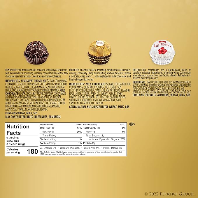 Ferrero Collection Premium Gourmet Assorted Hazelnut Milk Chocolate Dark Chocolate and Coconut 48 Count (Pack of 2)