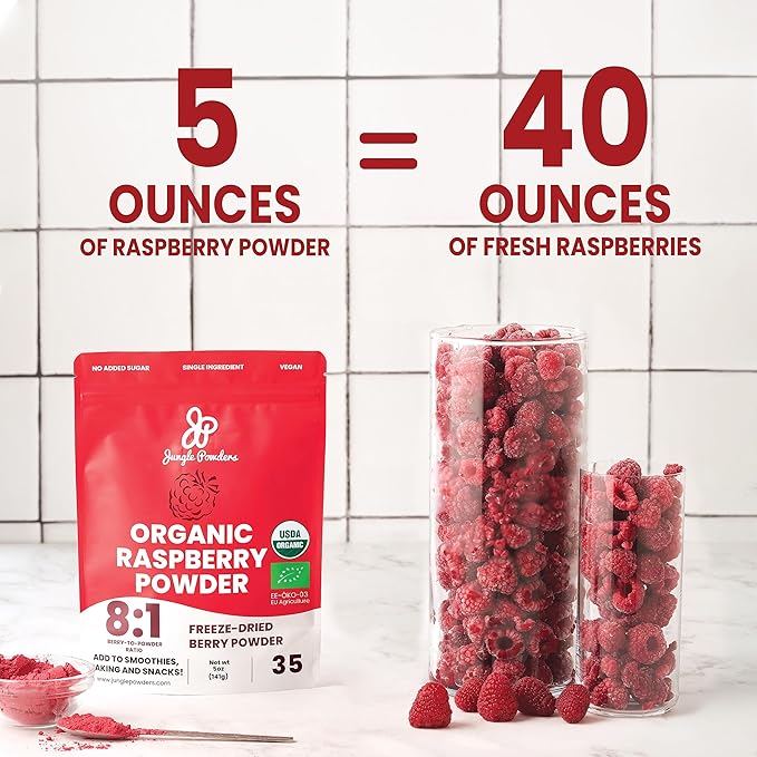 Jungle Powders Organic Freeze Dried Whole Blueberries 4oz Raspberry Powder 5oz &amp Black Currant Powder 5oz – No Sugar Added USDA Organic Additive-Free Whole Fruit Superfoods