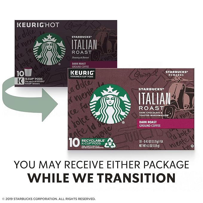 Starbucks K-Cup Coffee Pods - Dark Roast French Roast and Italian Roast for Keurig Brewers