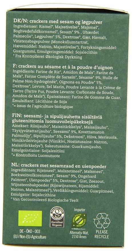 Amisa Organic Gluten Free Crackers Sesame and Onion 100 g (Pack of 4)