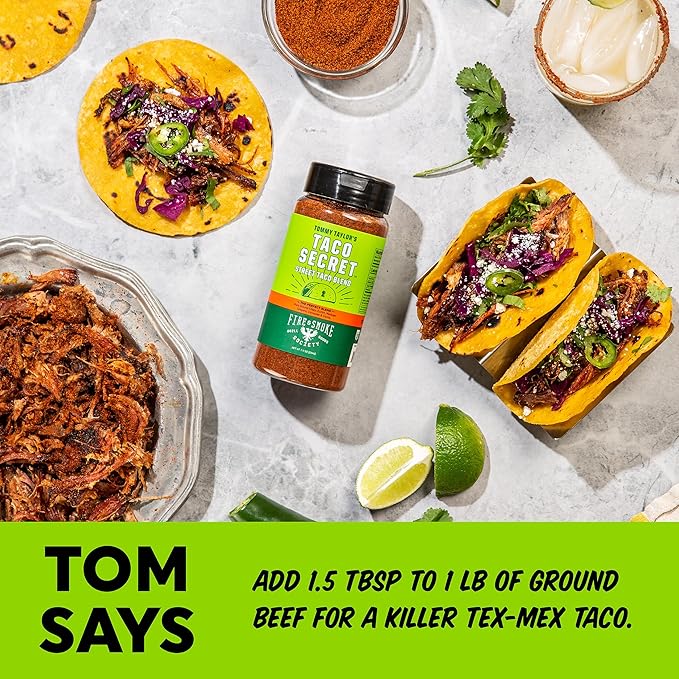 Fire &amp Smoke Society Taco Secret Taco Seasoning Mix | XL Bottles | Fajita Seasoning Mix Carnitas Meat Mexican Spice Blend | 9.2 oz (2-Pack)