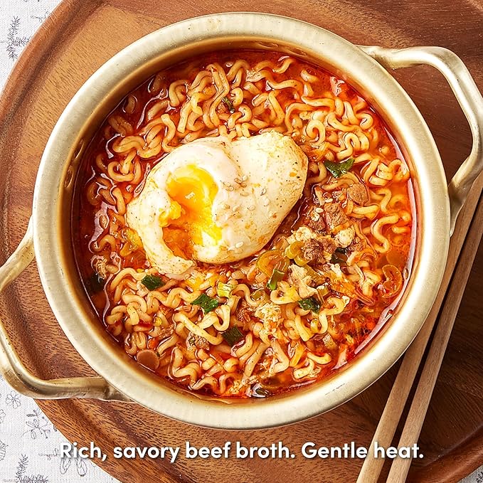 OTOKI Jin Ramen Spicy Korean Instant Ramen 13-Hour Simmered Beef Bone Broth Bold Spicy Flavor Ready in 4 Minutes 4.23 oz (Pack of 8)