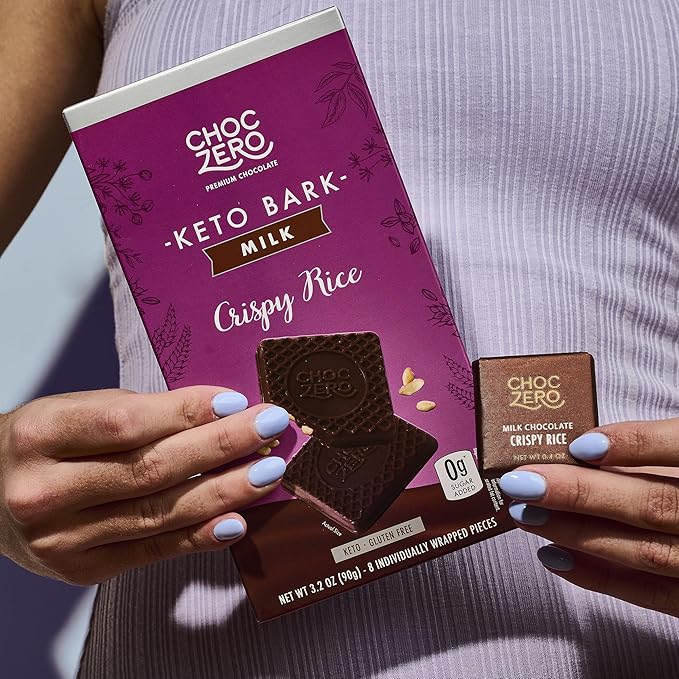 ChocZero Milk Chocolate Crispy Rice Bark No Added Sugar Low Carb High Fiber Keto Friendly No Sugar Alcohols (4 Count 3.2oz Boxes)