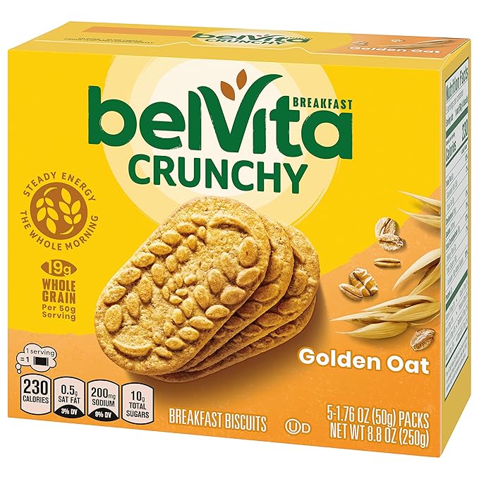 belVita Breakfast Bars Biscuits Golden Oat 30 Total Packs 6 Boxes (4 Biscuits Per Pack)