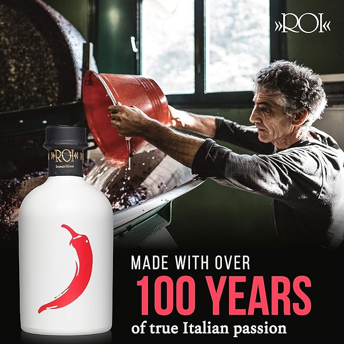 ROI Chili Infused Olive Oil - 100% Natural Flavored Italian Gourmet Extra Virgin Olive Oil Made in Italy Cold Pressed with Real Chili Peppers 8.45 fl oz (250 ml)