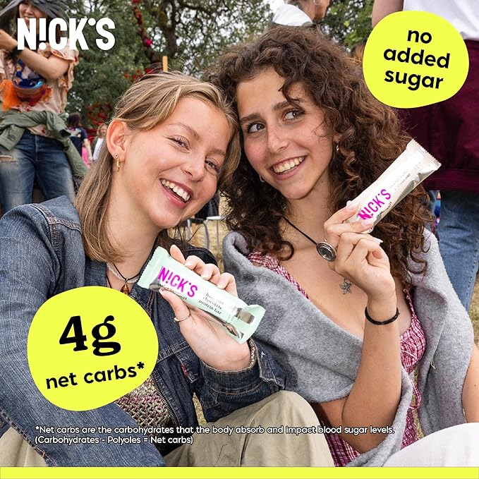 Nick's Protein Bars Mint Chocolate | High Protein | Lowcalories | Low Carb Keto Friendly Snacks No Added Sugar (12 bars x 50g)