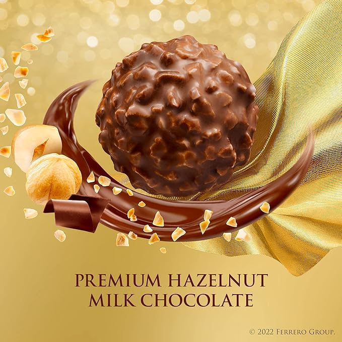 Ferrero Rocher Premium Gourmet Milk Chocolate Hazelnut Individually Wrapped Candy for Gifting 42 Count (Pack of 2)