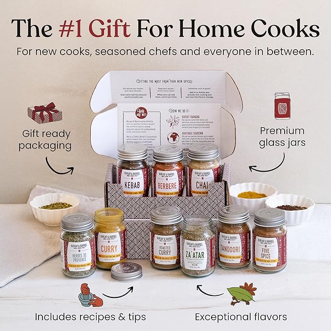 Burlap &amp Barrel Herbs &amp Salt 6-Pack Gift Set- As Seen on Shark Tank! Make Your Own Spice Blend Combine Salt &amp Herbs for a Savory Mix- Includes Sage Shallot Slices &amp More!- 6 Full Siz