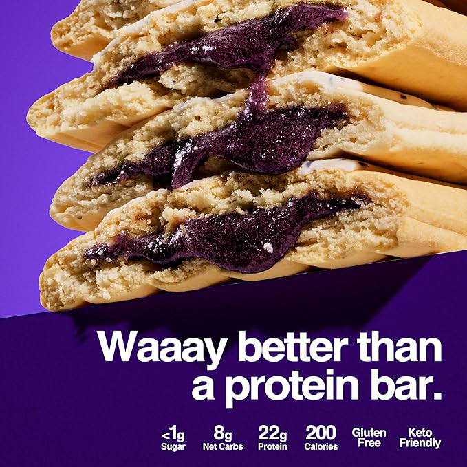 Legendary Foods 22g Protein Pastry 0g Added Sugar Low Carb Gluten Conscious Keto Snack Ideal for Glucose Management Includes Whey Protein Isolate 8 Pack Frosted Blueberry