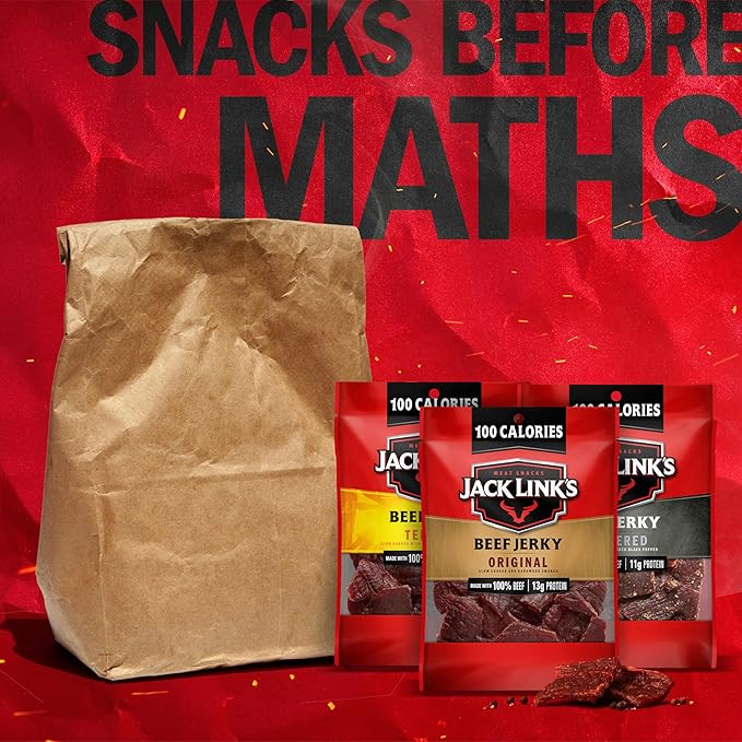 Jack Link's Beef Jerky Variety Pack – Includes Original Teriyaki and Peppered Jerky Bulk Protein Snack Pack Good Source of Protein Meat Snacks Made with 100% Beef – 1.25 Oz (Pack of 15)