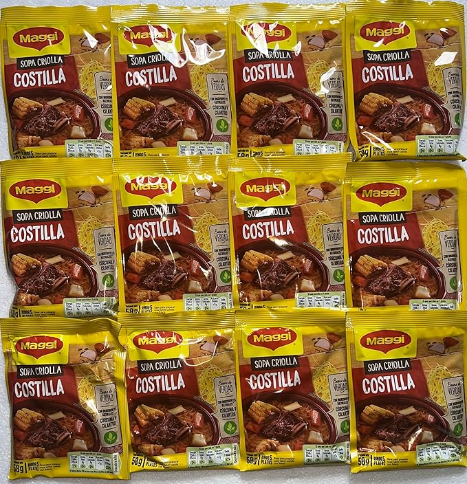 Sopa Criolla Costilla Maggi 58g Producto de Guatemala Beef Rib Creole Soup Maggi 58g Product of Guatemala (12 ea Sopa Criolla Costilla)