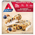 Atkins Blueberry Greek Yogurt Protein Meal Bar High Fiber 15g Protein 3g Sugar 5g Net Carbs Meal Replacement Keto Friendly 5 Count