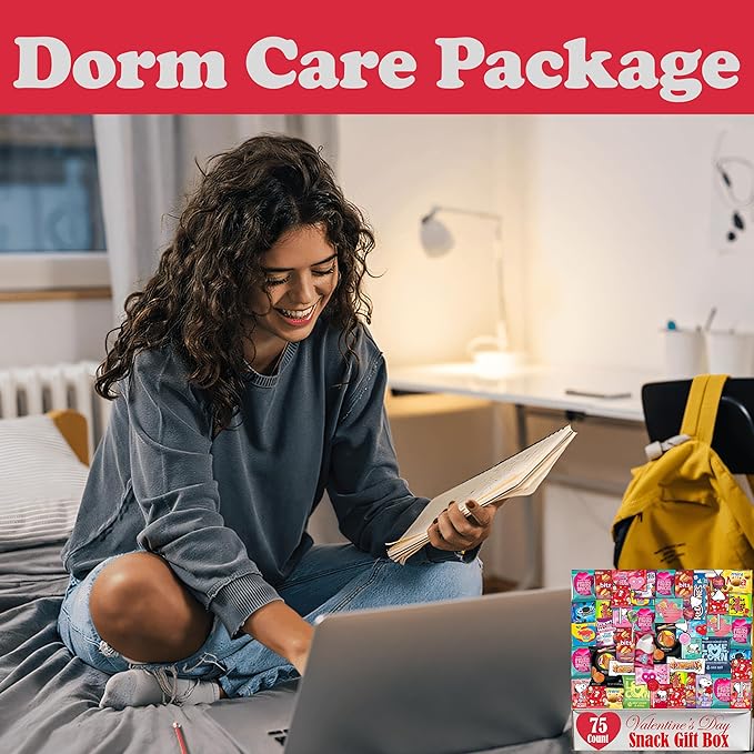 Valentine's Day Gift Care Package 45 Count Individually Wrapped Chocolate Bulk Candy and Snacks Variety Assortment Heart Candy Lovecorn and More Valentines Candy Gift Box for Kids Adults Colle