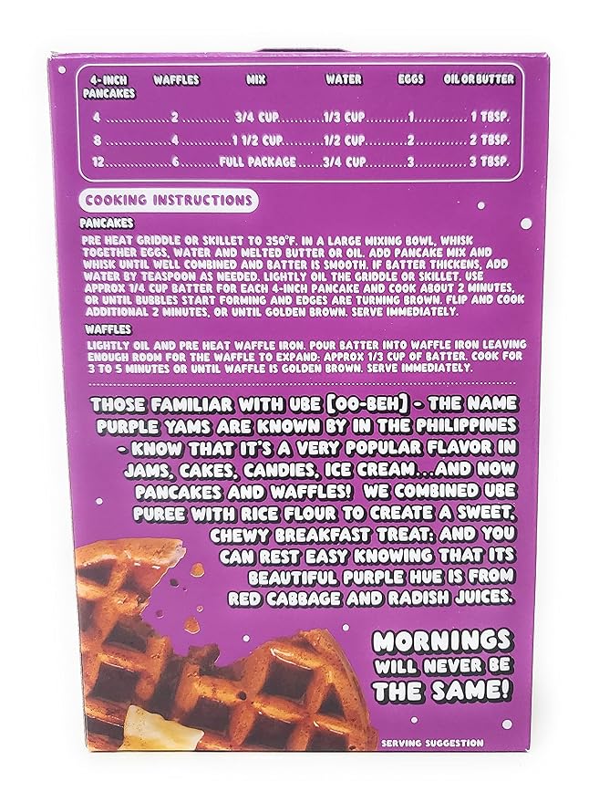 Trader Joe's Limited Edition Ube Mochi Pancake &amp Waffle Mix Gluten Free Net Wt. 13.3 Oz (377g) - Pack of 2